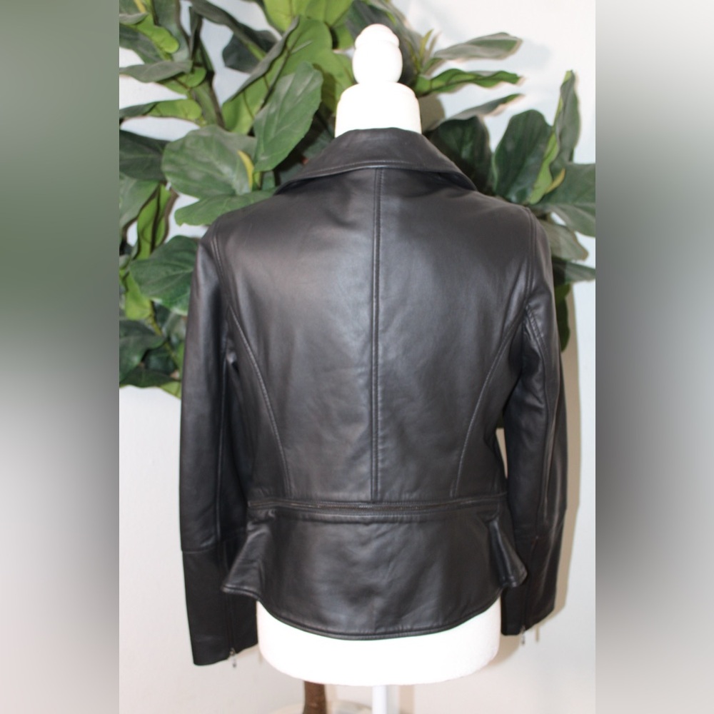 Ted Baker Black Yaswin 100% Ovine Leather Biker Jacket - Picture 3 of 17